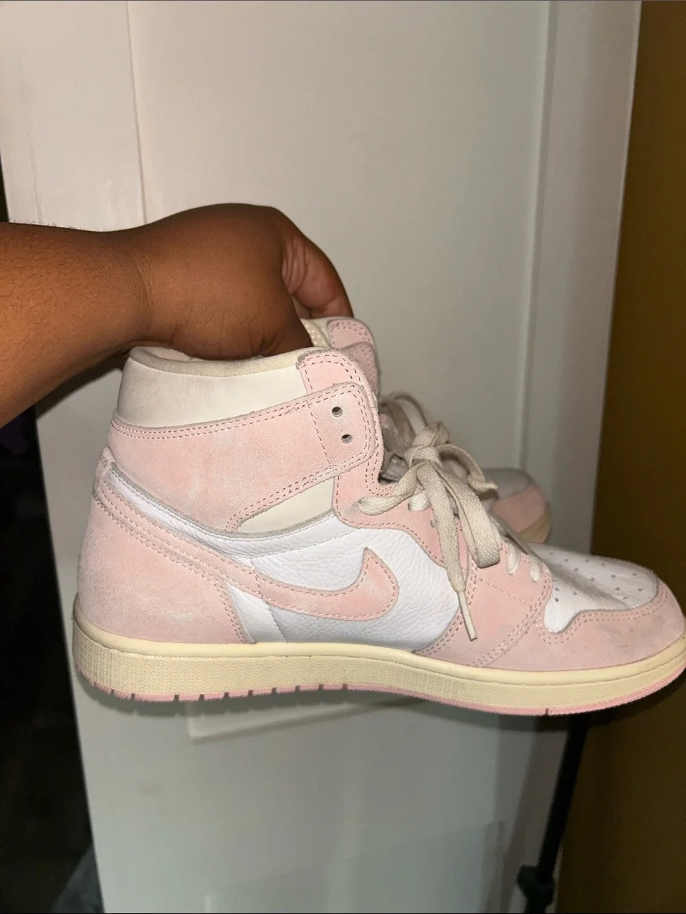Jordan High-Top Sneakers in Pink and Cream